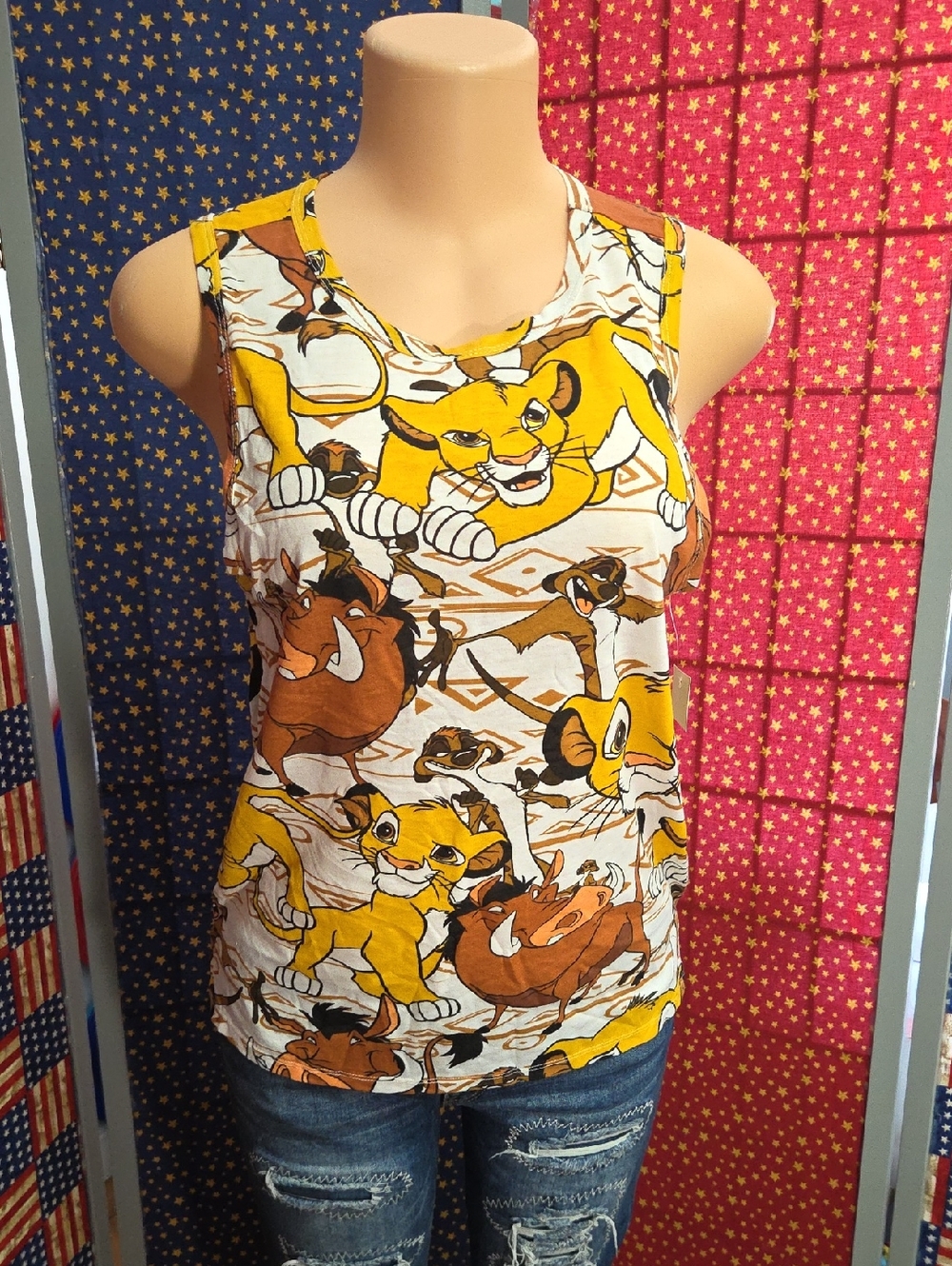 Disney Yellow & Brown Lion King Graphic Tank Top